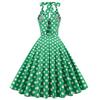 Vintage-style Women’s Polka-dot Halter-neck Dress with an Open Back and a Flared Skirt