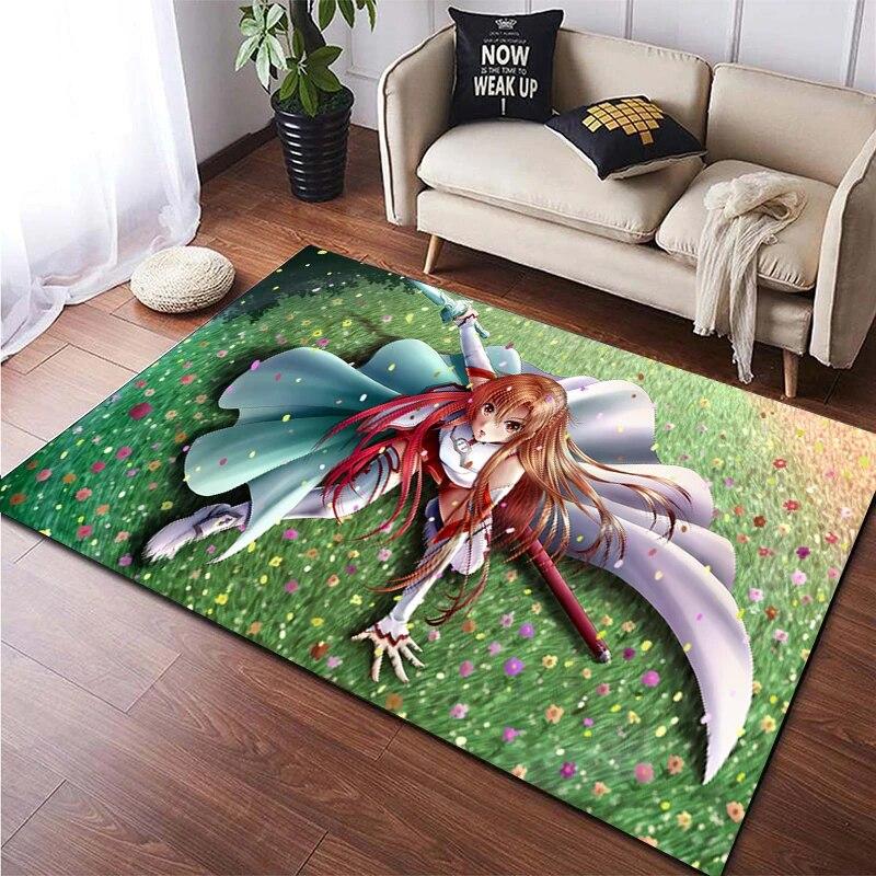 Hot Anime SAO Sword Art Online Modern House Living Room Floor Matte Bedroom Carpet Poster Mat Pattern Decorative Square Rug Gift