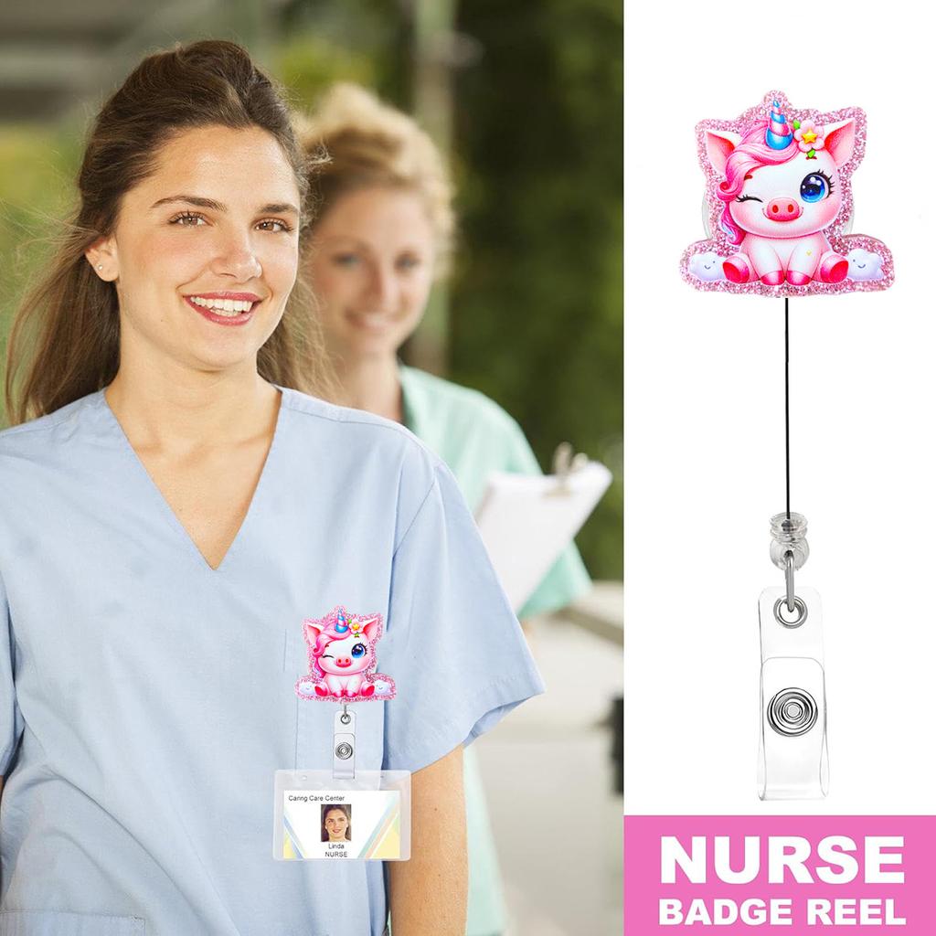 Retractable Card Holder Pink Acrylic Badge Holder Expansion Buckle Badge Clip Pink Bow Badge Cover For Event Souvenirs