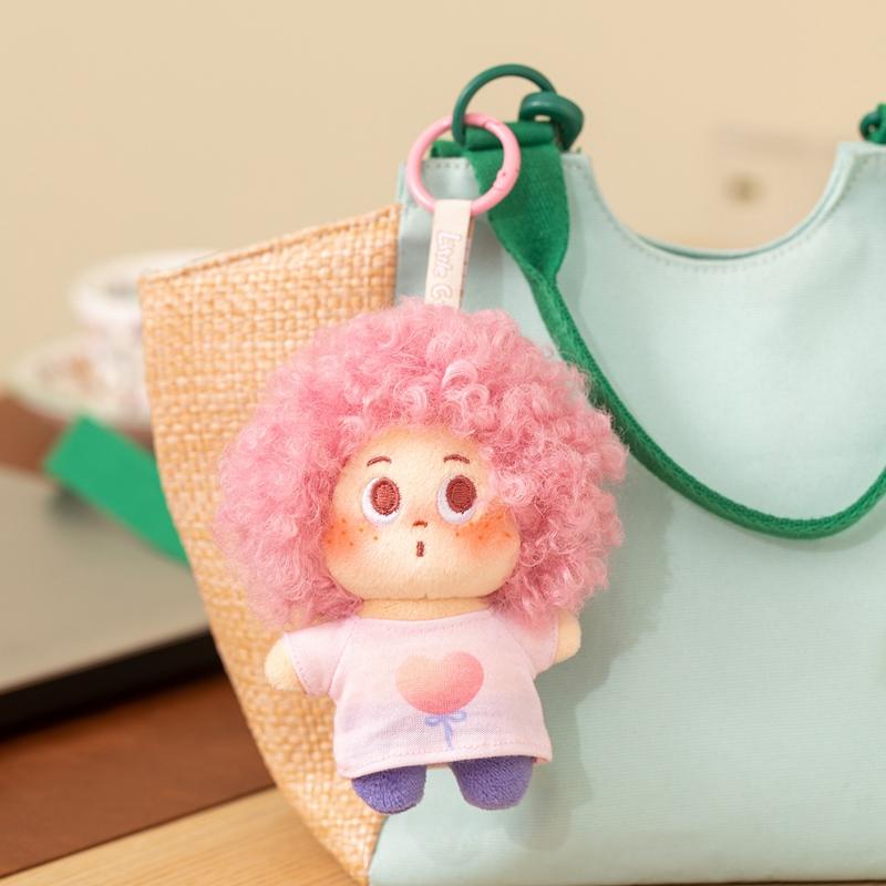 Cute Curly Hair Plush Doll Soft Stuffed Mini Girl Boy Doll With Afro Hairstyle Kawaii Bag Charm Keychain Accessory