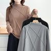 2025 Autumn Winter Plus Size German Velvet High Neck Diagonal Stripe Base Layer Shirt for Women
