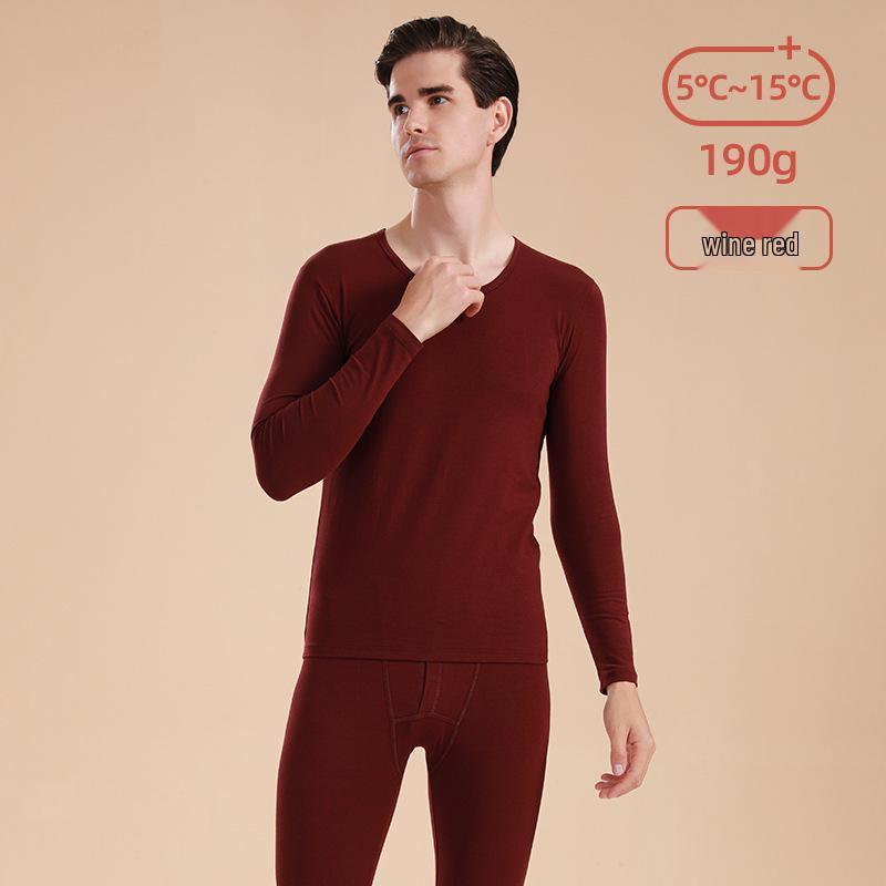 Unisex Slim Fit Cotton Round Neck Warm Underwear Set - Plus Size, Autumn/Winter