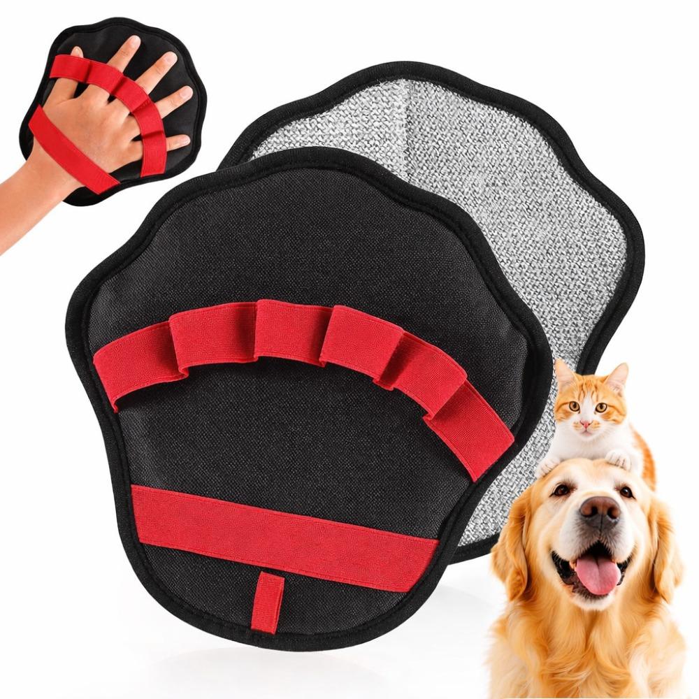 

Deshedding Pet Hair Remover Glove Massage Function Effective Grooming Glove Gentle 5 Finger Grooming Mittens Shedding Season красный