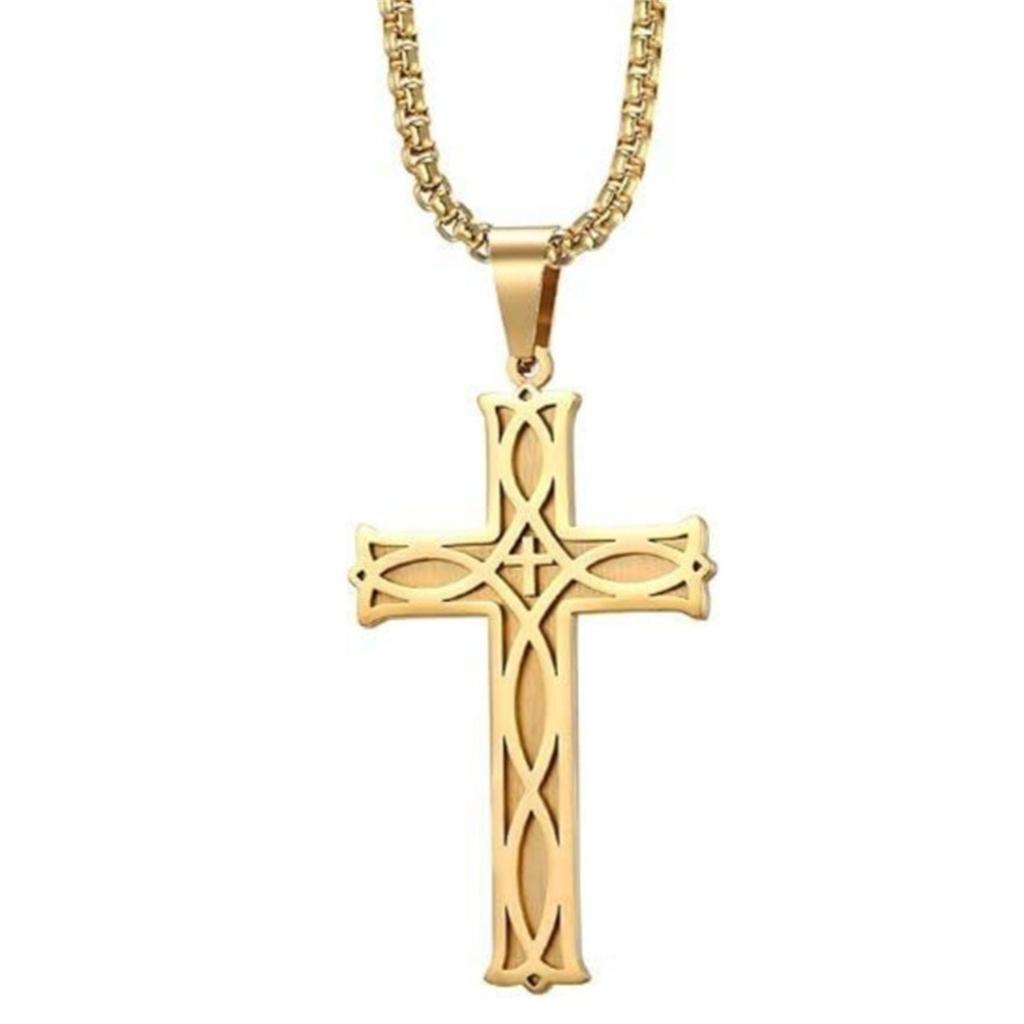 Trendy Men's Celtic Knot Cross Versatile Irish Pendant Necklace