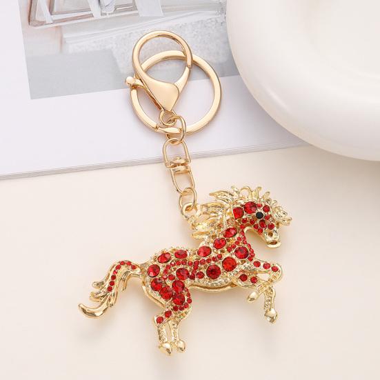 2026 Year of Horse Keychain Colorful Sparkling Rhinestones Key Chain Bag Backpack Hanging Decoration