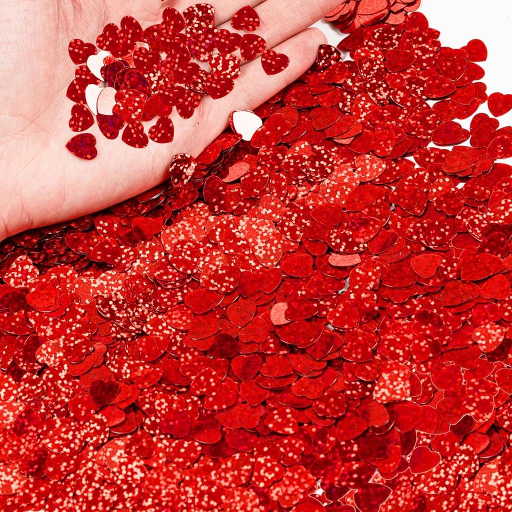 1500pcs/50g Valentines Day Hearts Confetti Decorations,Iridescent Red Heart Table Confetti Glitter Heart Sequ for Valentine's Day Wedding Birthday