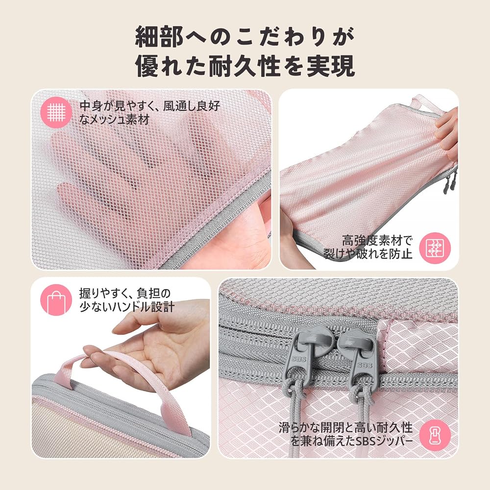 Samfolk Compression Bags for Travel, 8-Piece Set, Designed by a Professional Organizer, with Mesh