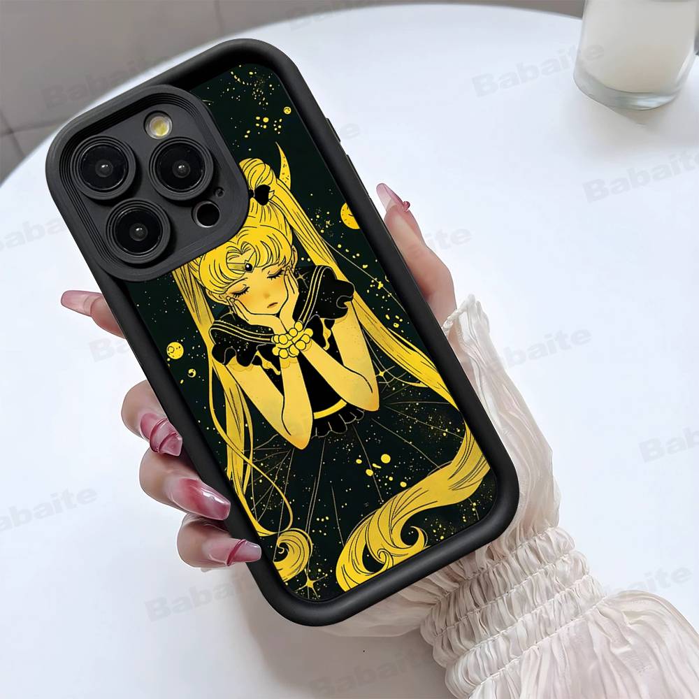 Popular Anime Girl S-Sailor Moon For iPhone 17 Pro Max 16 15 14 13 12 11 Plus Black Soft Phone Cover
