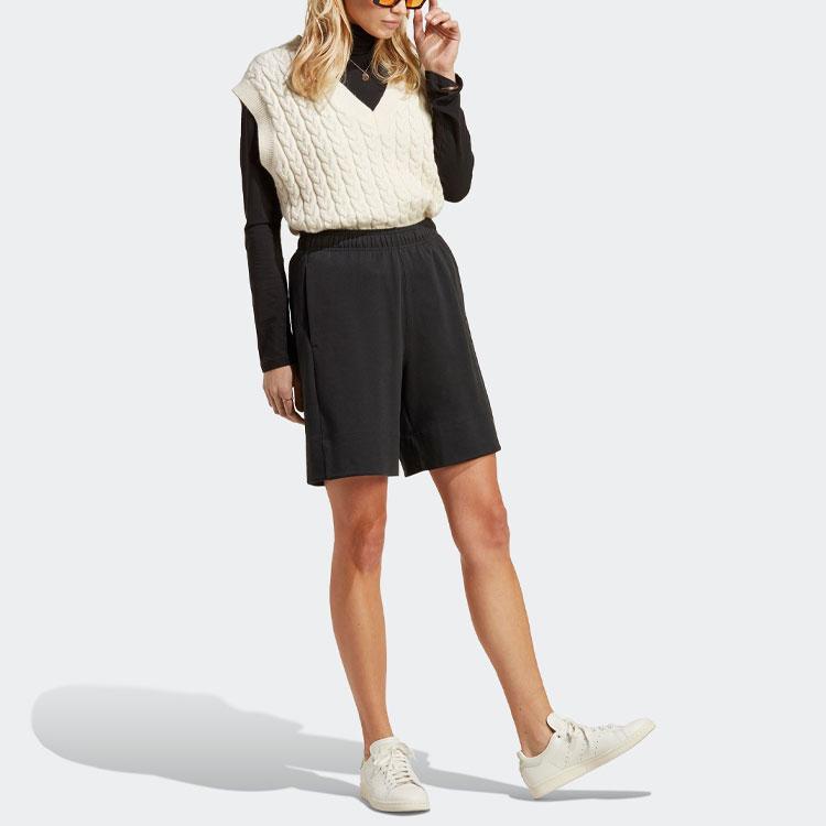 Adidas Originals Essentials Long Shorts Solid Logo Elastic Waist Straight Regular Sports Shorts Women Shorts Black IC5268