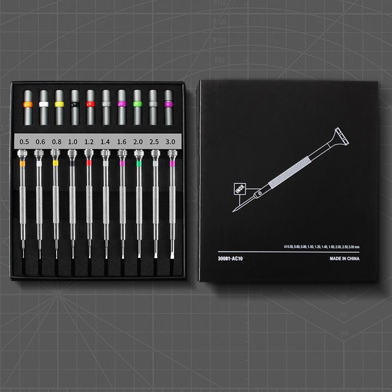 10pcs Mini Hand Screwdriver Kit 0.5-3mm for Eyeglass and Watch Maintenance
