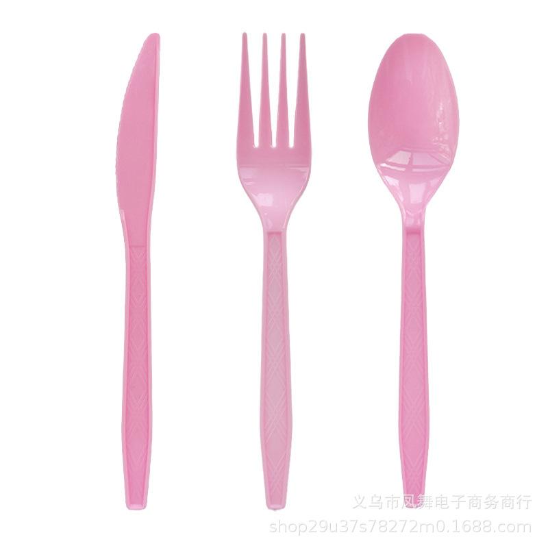 Colorful Gold Prints Colorful Plastic Knives, Forks And Spoons Dining Table Supplies Disposable Knives, Forks And Spoons Party Tableware