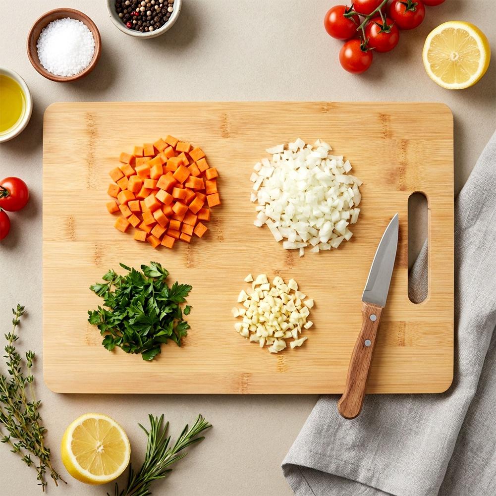 Średnia Deska Bambusowa Kuchenna do Krojenia Serwowania Drewniana 35,5x25,5