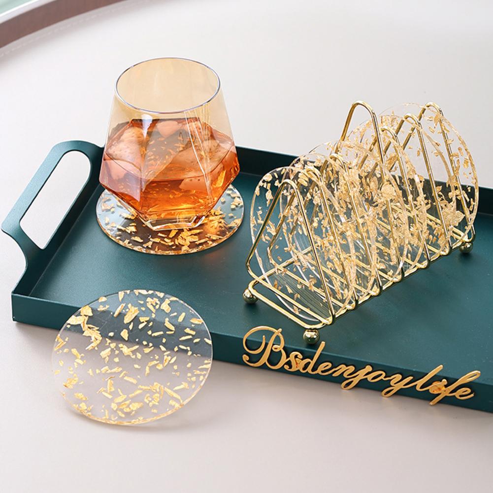 Gold Foil Decor Cup Mat Heat Insulation Cup Pad Non-Slip Tea Cup Mat Dining Table Cup Coaster Drink Cup Mat Tea Coasters