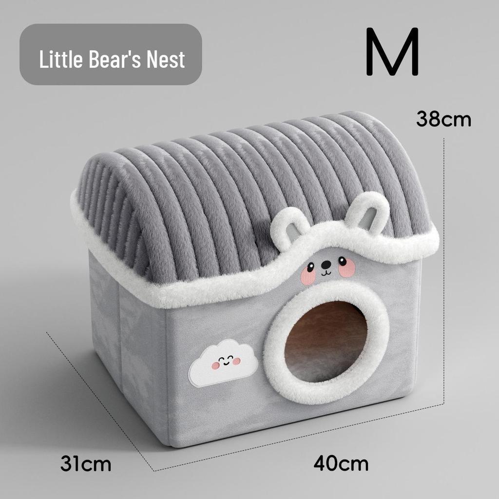 Vier Jahreszeiten Halboffenes Warmes Katzenbett für Komfort und Sicherheit