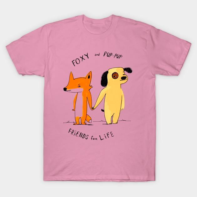 Camiseta Feminina Foxy E Pup Pup Friends For Life Harajuku Estampa Kawaii Camiseta Verão Manga Curta Camiseta Feminina Top Tee