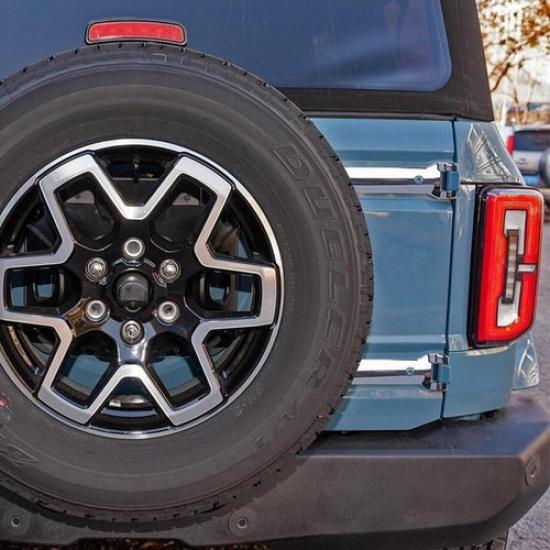 For -2024 Ford Bronco Chrome Tailgate Hinge Cover Spare Tire Rear Door Trim