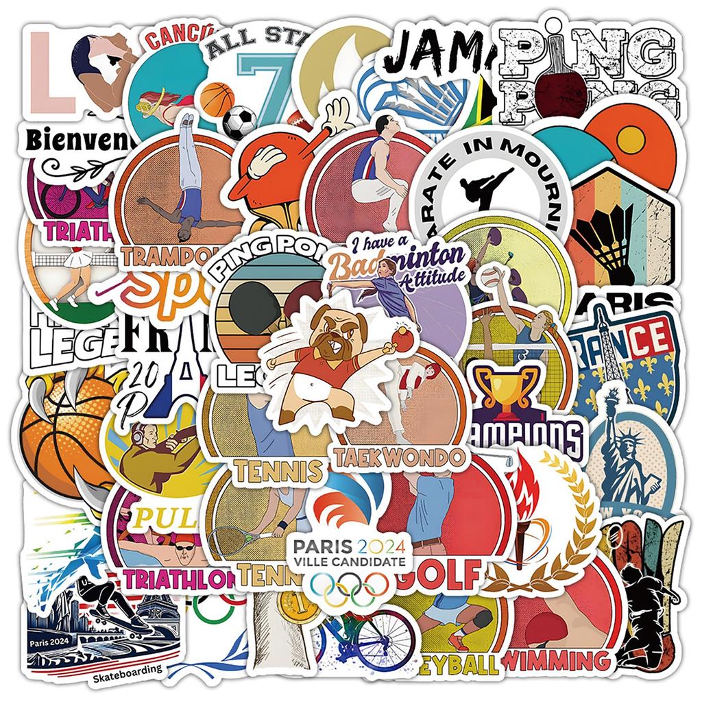 50pcs Sports Stickers Removable Scooter Guitar Mobile Phone Decoration Stickers