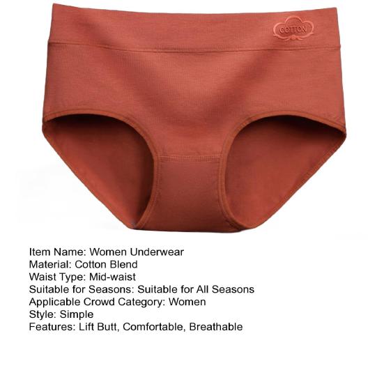Cotton Underwear for Women Mid Waisted Full Coverage Ladies Briefs Soft Breathable Moisture Wicking
