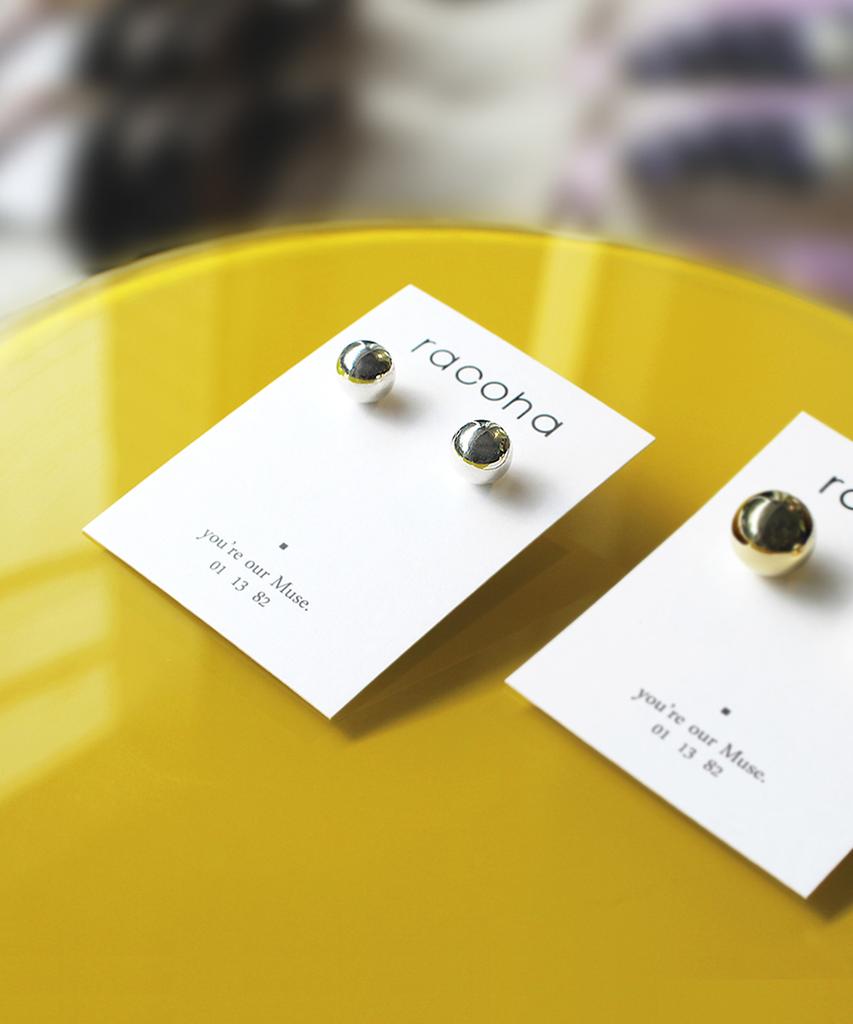 Racoha 10Mm Silver Ball Earrings (Silver 925)