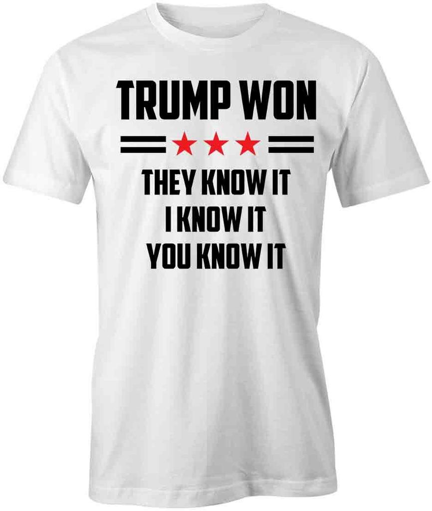 TRUMP WON TShirt Tee Short-Sleeved Cotton POLITICAL CLOTHING S1WSA635