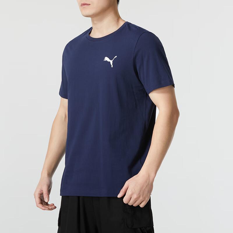 Puma American Retro Logo Print Breathable Casual Short Sleeve T-Shirt Men Tops Navy-Blue 845925-76