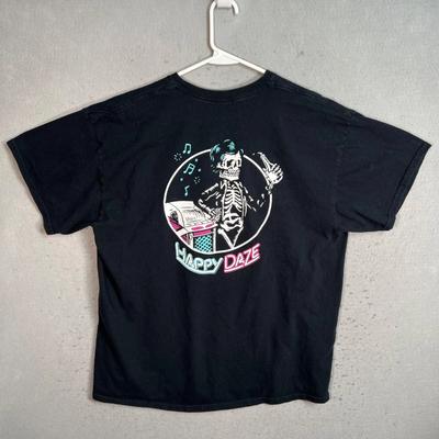 Beer Savage Black T-Shirt Happy Daze Skeleton Graphic Cotton XL Mens