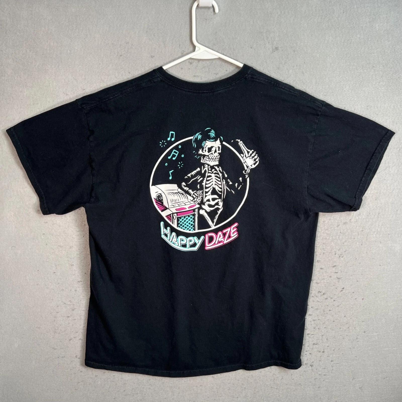 Beer Savage Black T-Shirt Happy Daze Skeleton Graphic Cotton XL Mens 3XL