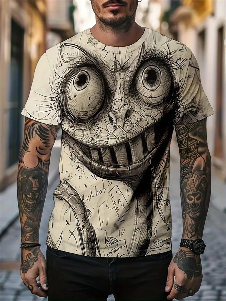 Vtipné pánské tričko se zvířecím potiskem, ležérní trička s krátkým rukávem, kulatý výstřih, pulovr, vintage trička, pánské nadměrné oblečení, sportovní oblečení