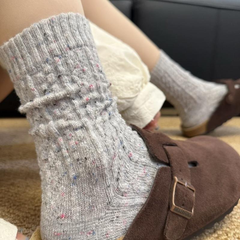 Twist Wool Socks, Idea Yarn Socks, Thickened Fleece, Warm Sleep, Winter Versatile Stack Socks