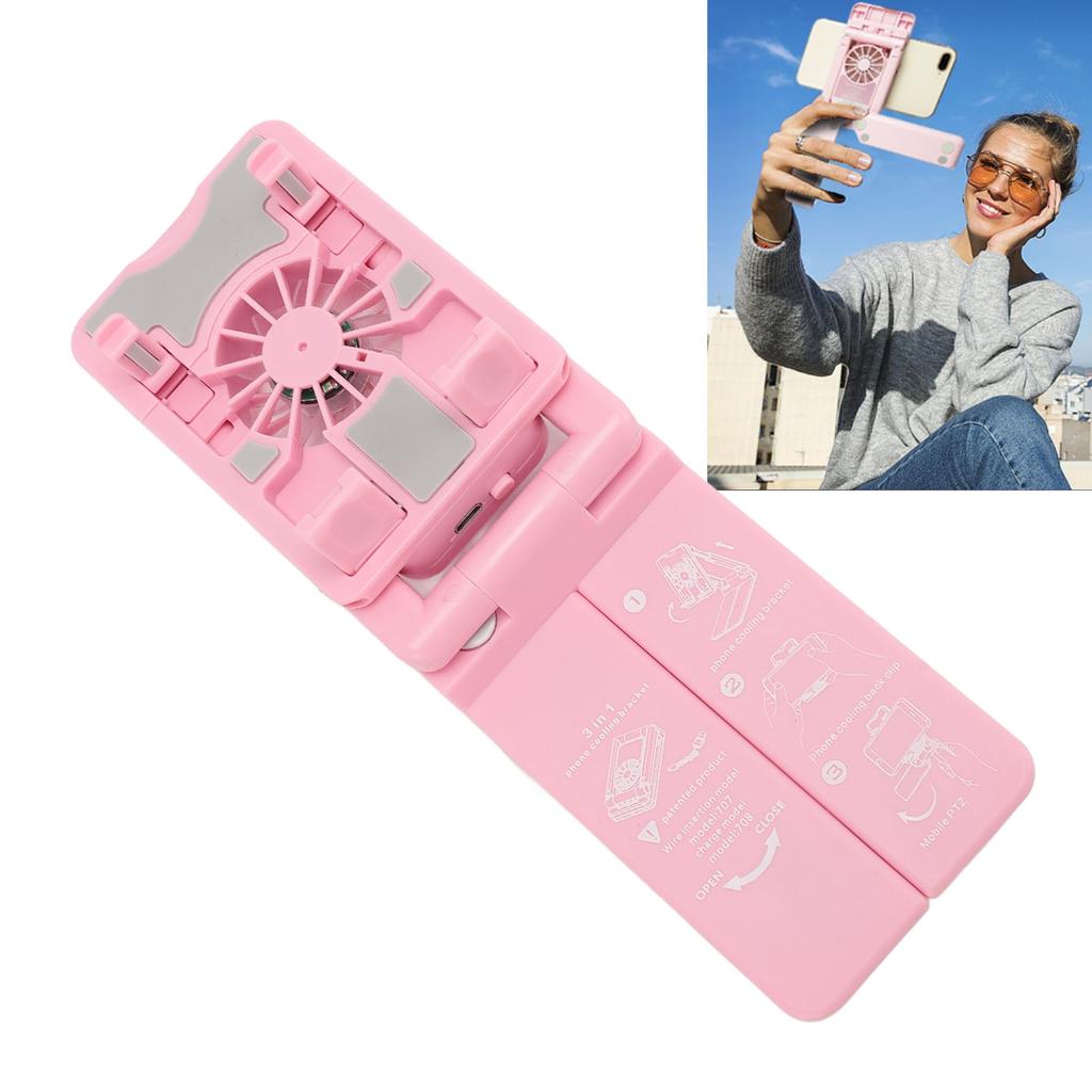 Cell Phone Cooler Stand Height Adjustable Mobile Phone Radiator Fan with Colorful RGB Lights for Liv