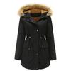 Women's Winter Plus Size Plus Velvet Hooded Fur Collar Winter Warm Cotton Jacket