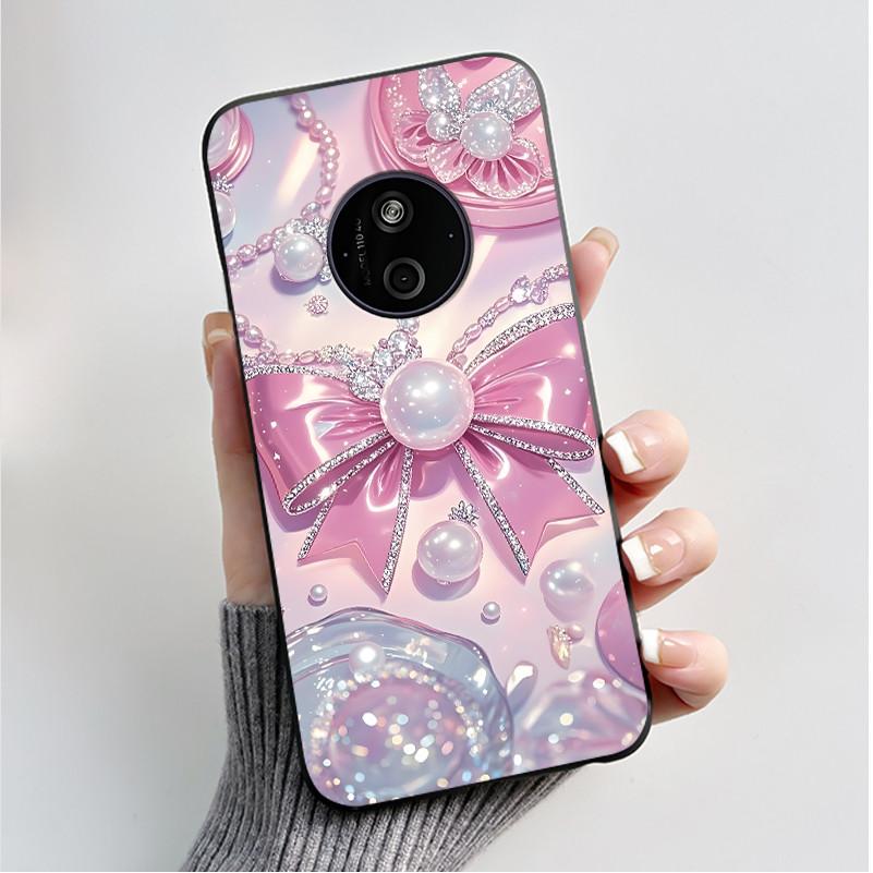 Printed Phone Case For Nokia 110 4G 2024/HMD 110 4G/Nokia 125 4G 2024 Soft Silicone Black Shell Cover Cute Flower Cartoon Casing