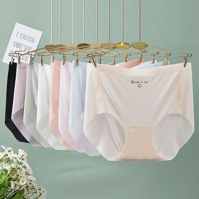 Summer Ice Silk Seamless One-piece Underwear Sexy Women's Panties High Waist Ultrathin Breathable Briefs Intimates Lingerie