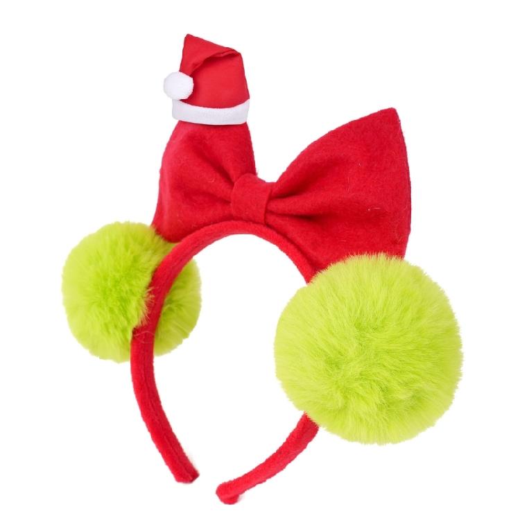 Santa Hats Mouse Ears Christmas Headbands Fuzzy Hairband Adjustable Holiday Party Hair Accessory For Family Costume Fun