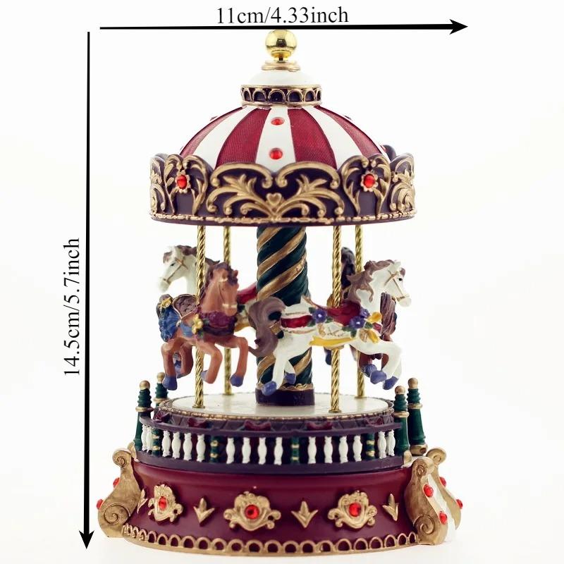 1PC 18-tone Sky City Rotating Music Box Carousel Christmas Gift Birthday Gift Creative Resin Crafts