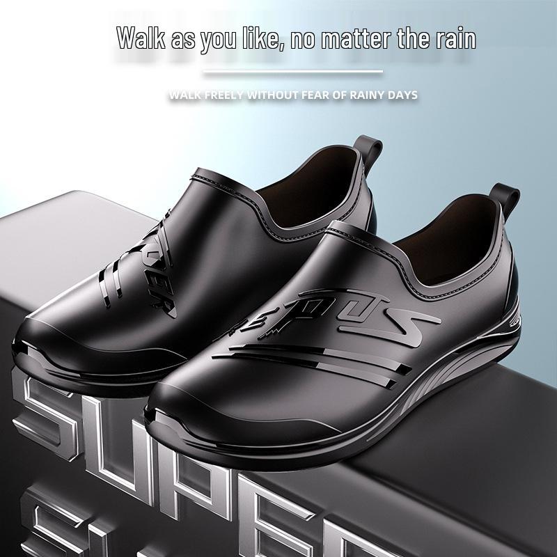Men's Mid-Calf Non-Slip Fleece-Lined Rubber Rain Boots for Fashion, Work, and Outdoor Activities