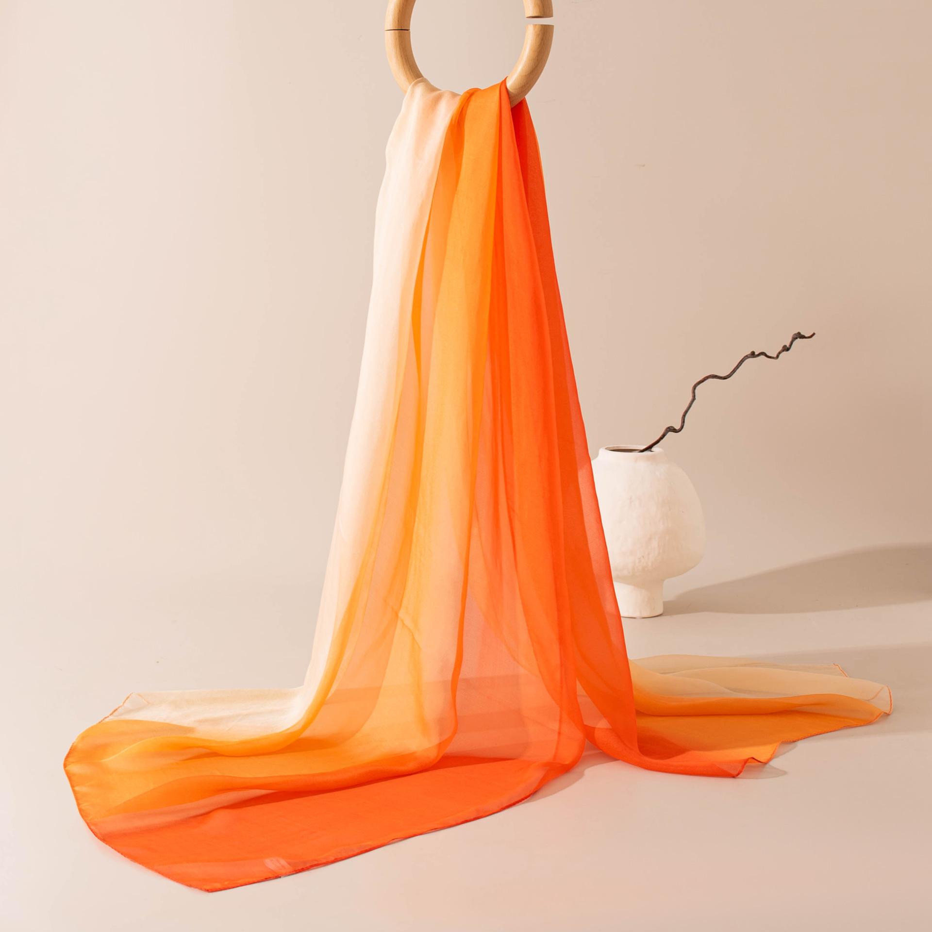 New long silk scarf women s versatile silk summer thin hand-painted long shawl with light luxury high-end scarf