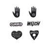 ZRM Pines Esmaltados Oscuros BRUJA MALDITA Mano SÍ NO OUIJA Broche Corazón Hebilla de Cinturón de Jeans de Tela Insignia de Camisa Regalo de Moda Joyería