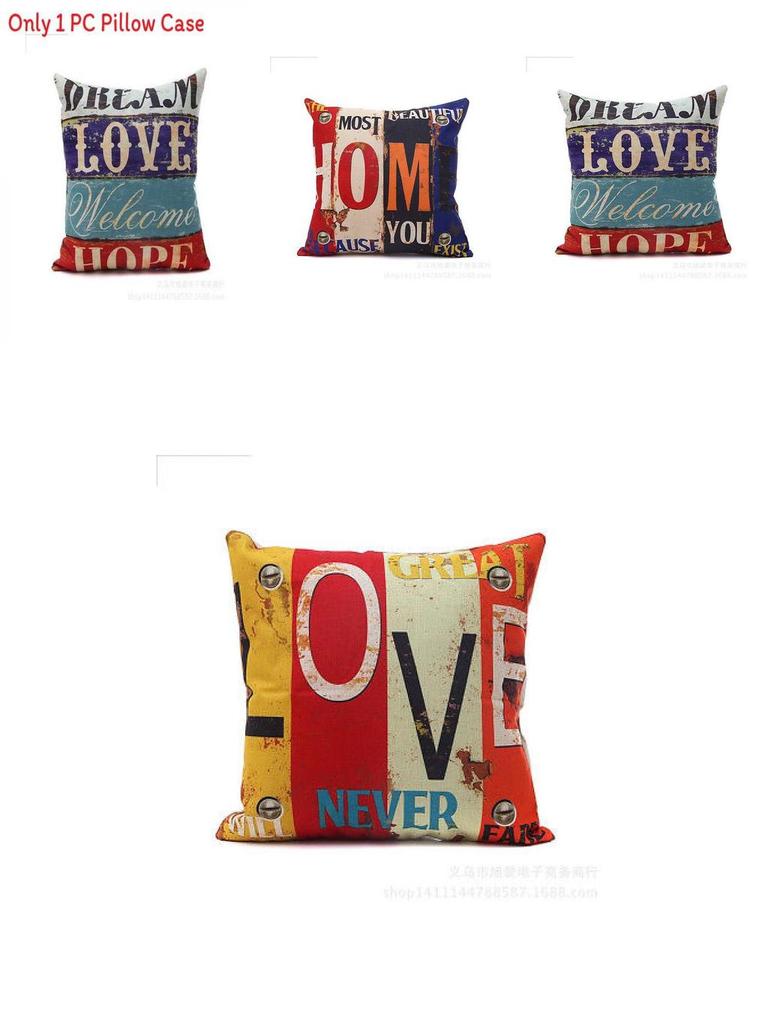 Premium Housse De Coussin Carr Coton Imprim Lettres Rtro Mlang For Timeless Elegance