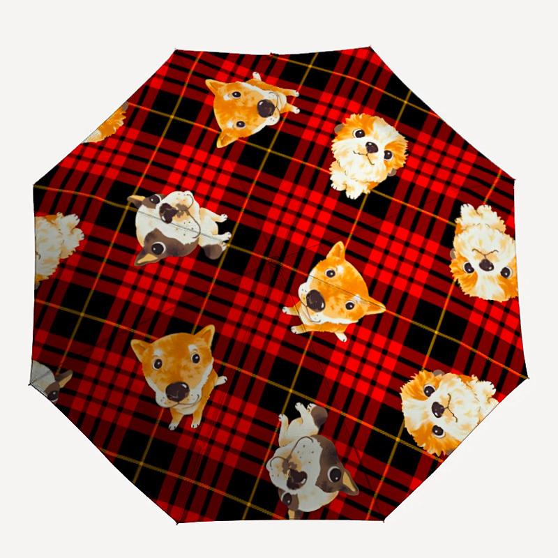 

1pc Plaid Dogs Pattern Automatic Open/Close Umbrella with Windproof, 8-Rib Sturdy Canopy, Durable Ribs, Ideal for Gifts yy251117004