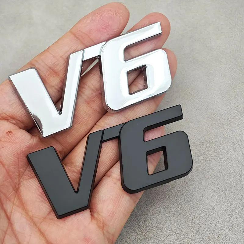 3D Metal Letter V6 Logo Car Rear Trunk Badge Emblem Sticker for Toyota Camry Corolla Rav4 Prado CHR Auto Decal Accessories