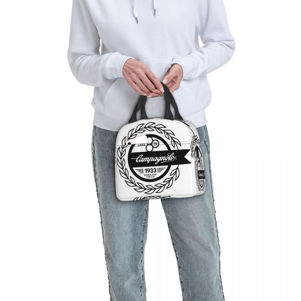 Campagnolo Vintage Italian Cycling Tour Insulated Lunch Bag for Women Children Portable Food Boxes Thermal Lunch Box Tote