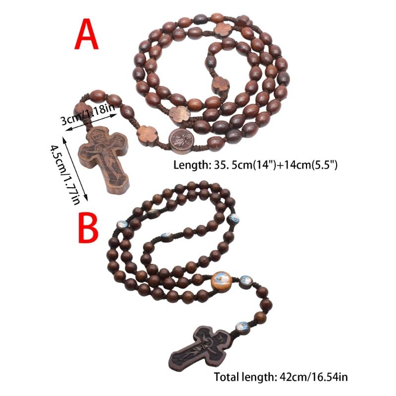 Elegante colar de rosário sagrado feito à mão com o Pai Nosso, perfeito para ocasiões casuais e formais, uso religioso católico