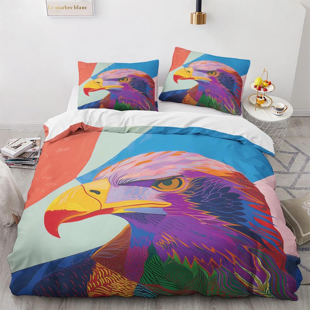 Eagle Duvet Cover Set for Boys Men Queen King Twin Size Lightweight Down Room Decor 2 Pillowcases 1 Comforter Cover No Comforter