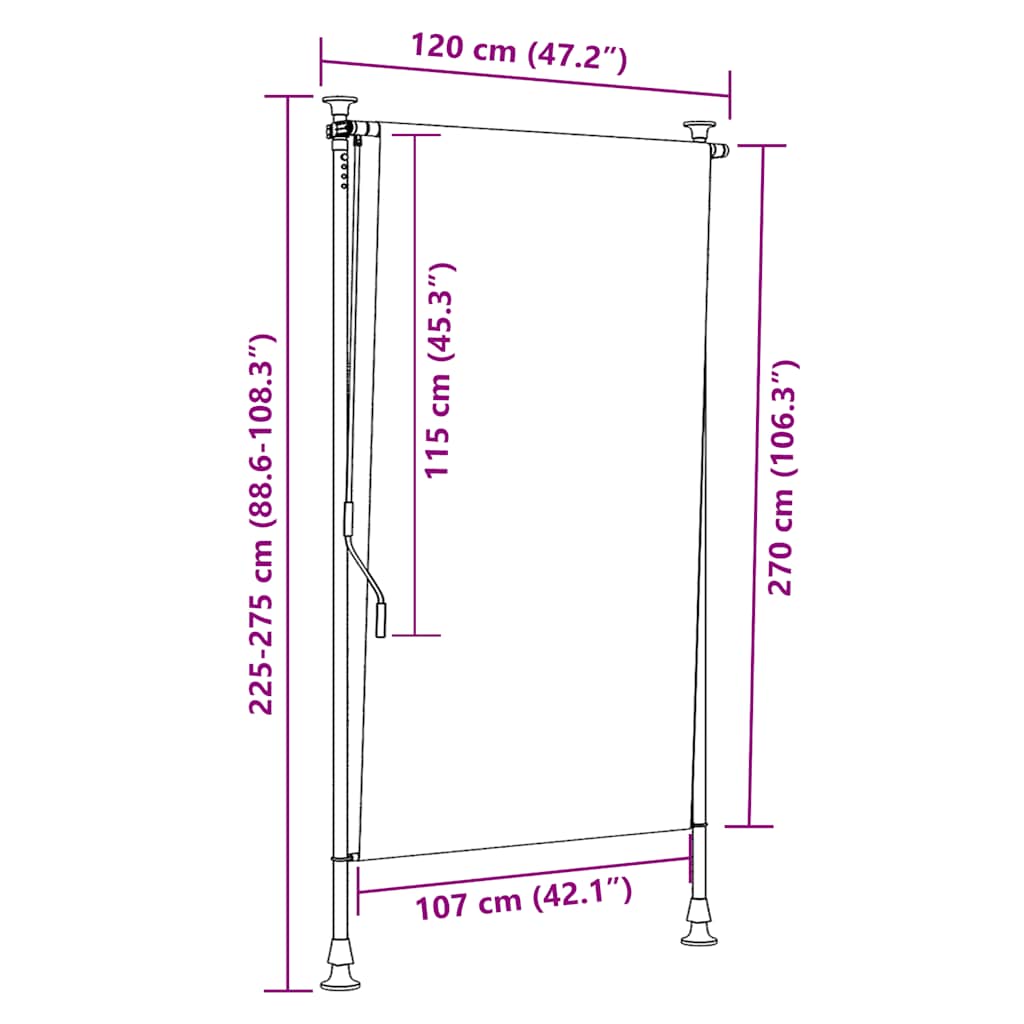 Vidaxl External Roller Blind, 120X270 Cm, Anthracite