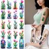 9pcs Temporary Tattoo Cactus Watercolor Watercolor Flower Temporary Tattoo Stickers For Chest Cheeks