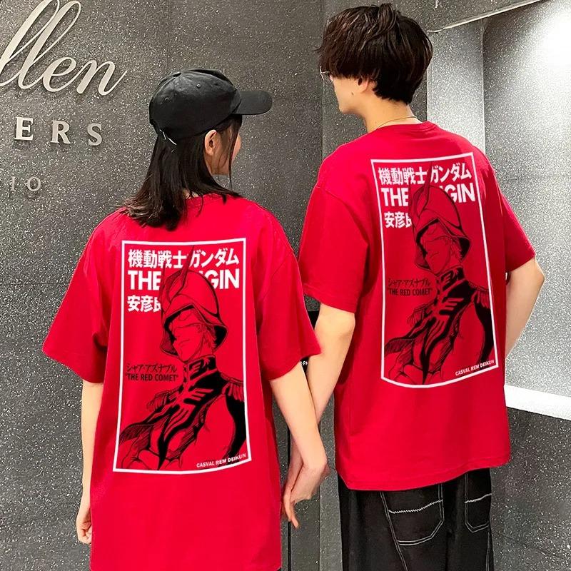 2026 Japanese Anime Mobile Soldier Gundam Short-sleeved Red Comet Xiaya T-shirt Men's and Women's Two-dimensional Peripheral Clothes