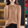 Women's Fashion Casual Solid Color Loose Long Sleeve Cardigan Temperament Lapel Jacket