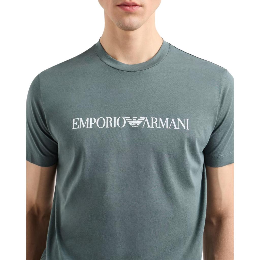 Emporio Armani Logo Print Crew Neck Short Sleeve T-Shirt Men tops Green 8N1TN5-1JPZZ-M9062