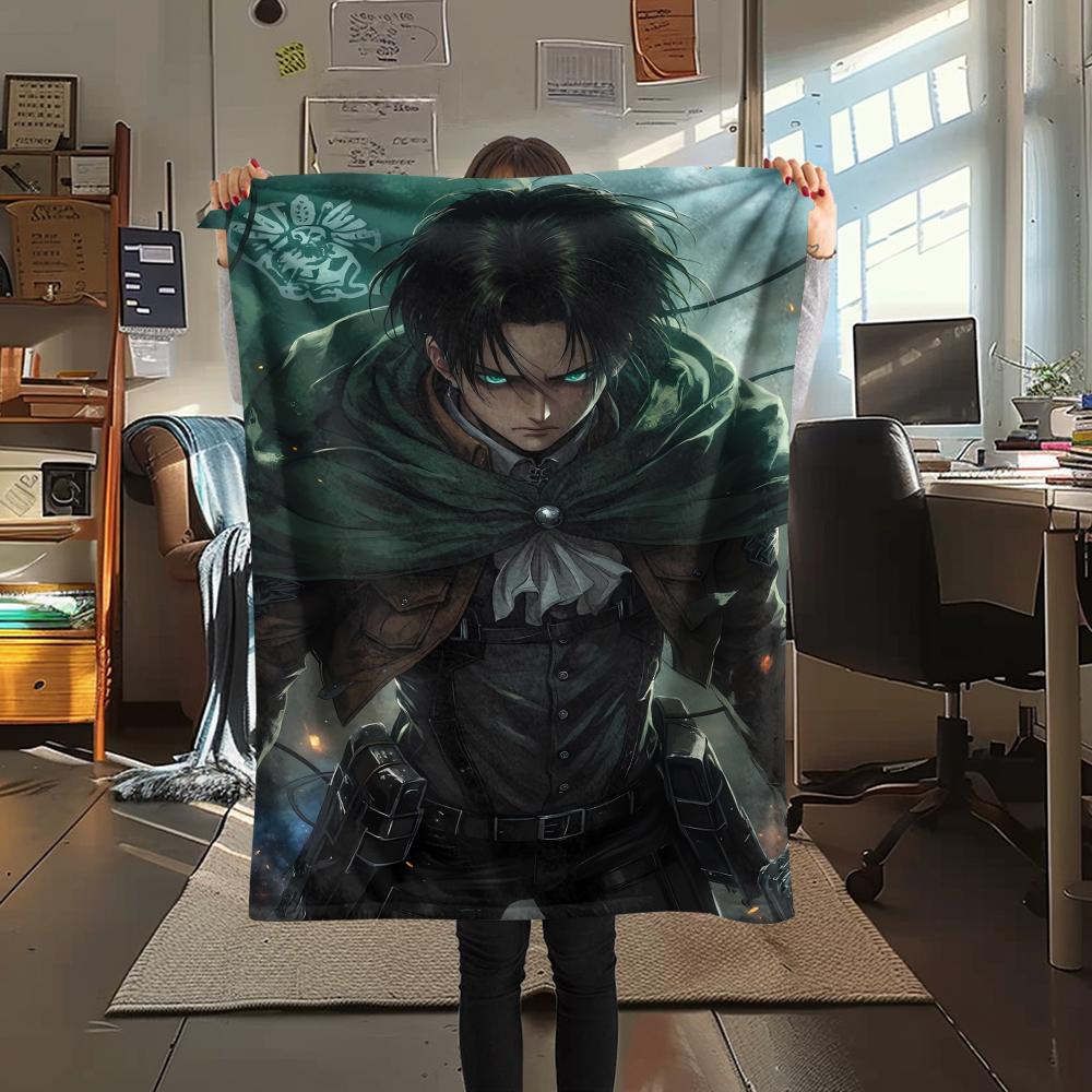 1PC Attack on Titan Print Flannel Blanket, High quality All Seasons, Home Decor, Warmth and Comfort, Perfect for Christmas Gifts